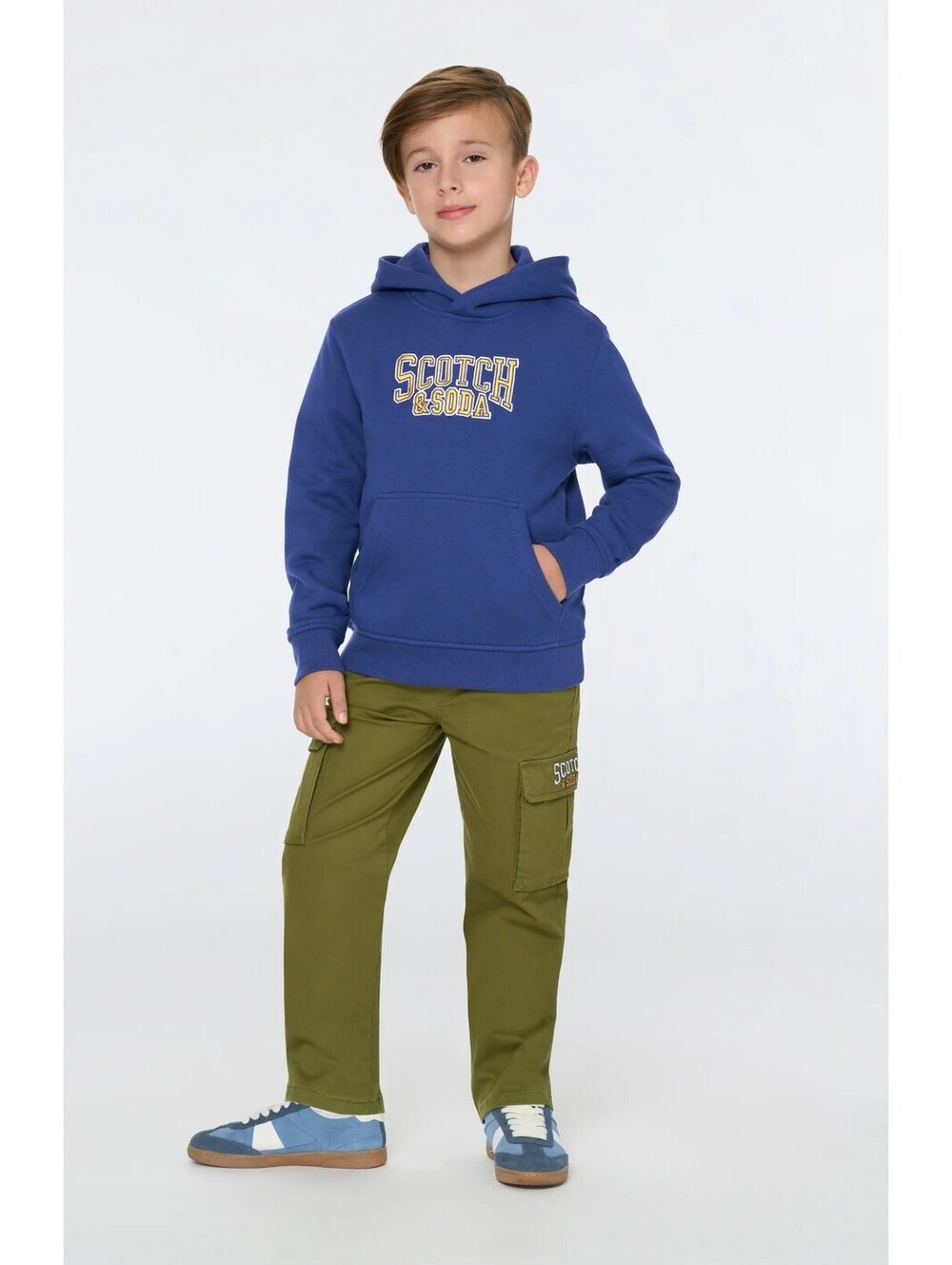 NWT Scotch & Soda Boy's Navy/Graphic Fleece Hoodie Size Small
